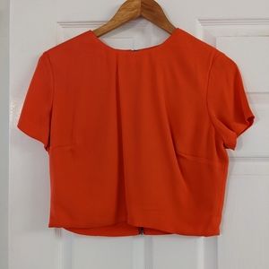Nicole Miller Orange Zipper Crop Top Size Medium